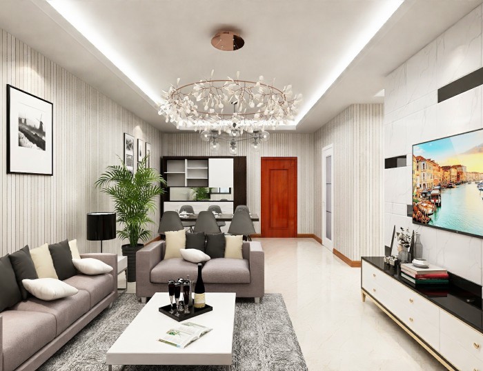 中聯(lián)依山伴城100㎡現(xiàn)代簡(jiǎn)約風(fēng)格裝修效果圖